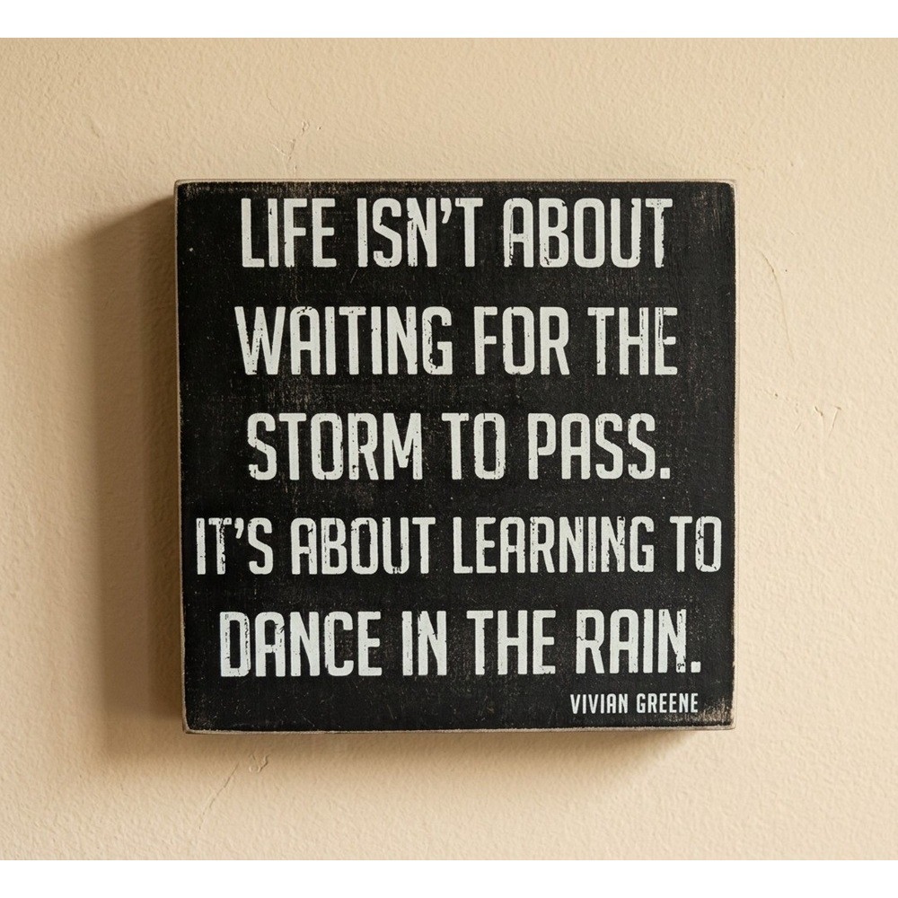 Vivian Greene Dance In The Rain Box Wall Sign, Wood, Rustic, 9" x 9" x 1.75"